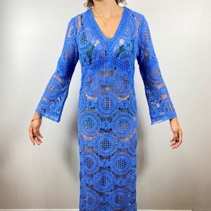 VALERIE KHALFON PARIS NWOT MAXI BEACH DRESS/ BEACH COVER/BLUE SZ 6